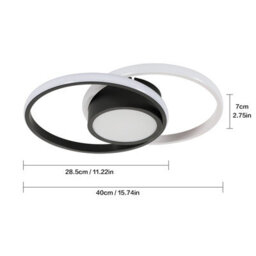 Pheashine Black White Aluminium Led Flush Mount Ceiling Light 40W Stepless Dimmable 3000 6500K Remote For Living Room, Kitchen - thumbnail 3