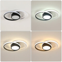 Pheashine Black White Aluminium Led Flush Mount Ceiling Light 40W Stepless Dimmable 3000 6500K Remote For Living Room, Kitchen - thumbnail 5