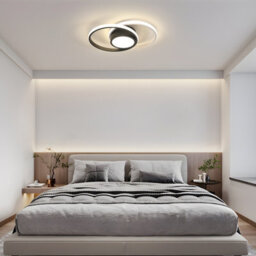 Pheashine Black White Aluminium Led Flush Mount Ceiling Light 40W Stepless Dimmable 3000 6500K Remote For Living Room, Kitchen - thumbnail 2