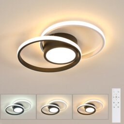 Pheashine Black White Aluminium Led Flush Mount Ceiling Light 40W Stepless Dimmable 3000 6500K Remote For Living Room, Kitchen - thumbnail 1