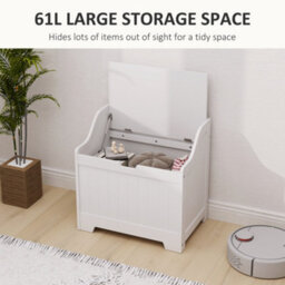 Homcom Storage Trunk With Safety Hinge For Living Room, 56.5Cm, White - thumbnail 4