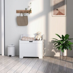 Homcom Storage Trunk With Safety Hinge For Living Room, 56.5Cm, White - thumbnail 7