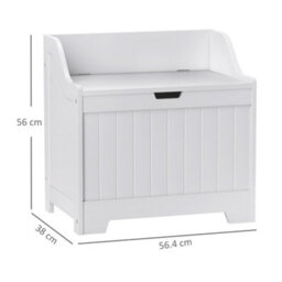 Homcom Storage Trunk With Safety Hinge For Living Room, 56.5Cm, White - thumbnail 3