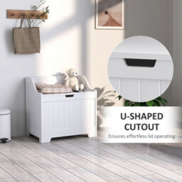 Homcom Storage Trunk With Safety Hinge For Living Room, 56.5Cm, White - thumbnail 6
