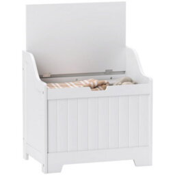 Homcom Storage Trunk With Safety Hinge For Living Room, 56.5Cm, White - thumbnail 2