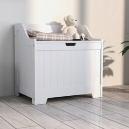 Homcom Storage Trunk With Safety Hinge For Living Room, 56.5Cm, White - thumbnail 9