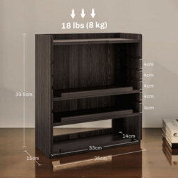 Homcom 4-Tier Desktop Organiser With Cable Management For Stationery Dark Brown - thumbnail 3