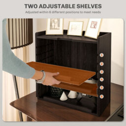 Homcom 4-Tier Desktop Organiser With Cable Management For Stationery Dark Brown - thumbnail 5