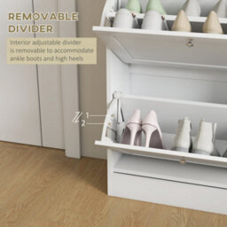 Wyld Haus Lori 2-Drawer Slim White Shoe Cabinet With Natural Wood-Effect Top, 60 X 23.5 X 80 Cm - thumbnail 7