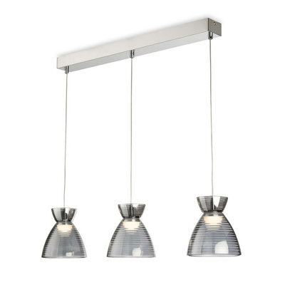 Luminosa Lighting Luminosa Royale 3 Light Bar Chrome With Smoked Decorative Glass 3Xled 406Lm 3000K