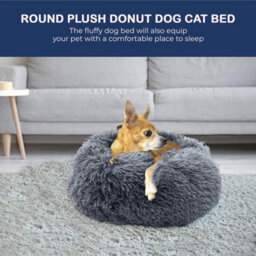 Fur & Bone 70 Cm Washable Plush Donut Dog Bed With Waterproof Non-Slip Base - Dark Grey - thumbnail 2