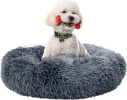 Fur & Bone 70 Cm Washable Plush Donut Dog Bed With Waterproof Non-Slip Base - Dark Grey - thumbnail 1