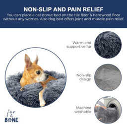 Fur & Bone 70 Cm Washable Plush Donut Dog Bed With Waterproof Non-Slip Base - Dark Grey - thumbnail 3