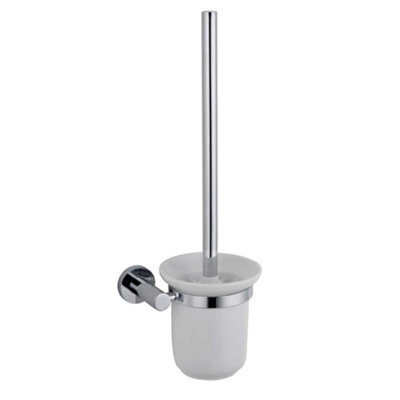 Arley Rigel Modern Wall Mounted Ceramic Bathroom Toilet Brush And Holder 336X120mm Chrome Finish Durable Brass Construction - image 1
