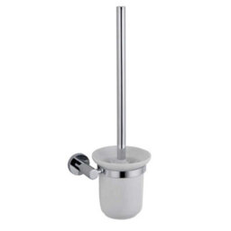 Arley Rigel Modern Wall Mounted Ceramic Bathroom Toilet Brush And Holder 336X120mm Chrome Finish Durable Brass Construction - thumbnail 1
