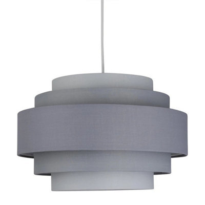 Modern Easy Fit Ceiling Light Shade 5 Tier Ombre Grey Pendant Lighting - image 1