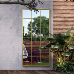 "Mirroroutlet The Genestra Gold Modern Window Garden Wall Mirror 69"" X 33"" 174Cm X 85Cm" - thumbnail 1