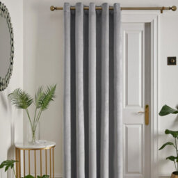Laurence Llewelyn-Bowen Montrose Silver Velvet Blackout Eyelet Single Panel Door Curtain