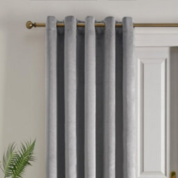 Laurence Llewelyn-Bowen Montrose Silver Velvet Blackout Eyelet Single Panel Door Curtain - thumbnail 2
