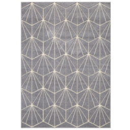 Modern Easy To Clean Geometric Optical 3D Grey Rug For Dining Room-200Cm X 285Cm - thumbnail 7