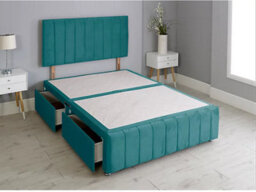 Comfy Deluxe 6Ft Superking Panel Green Plush Divan Bed Set Headboard & Footboard 0 Drawers - thumbnail 2