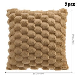 Living And Home 2Pcs Khaki Cozy Soft Plush Throw Pillowcase Cushion Covers With Hidden Zipper - thumbnail 7