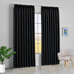 Aspire Homeware Black Plain Blackout Curtains Room Darkening Pencil Pleat Curtain Pair (W) 228Cm X (D)228Cm With Tie Back Pair - thumbnail 8