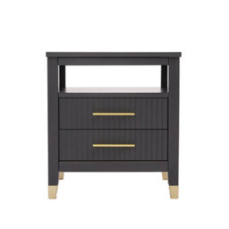 Cabinet Bits Biasi 2 Drawer Charcoal Bedside Table - thumbnail 3