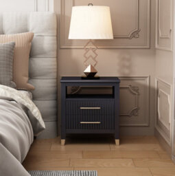 Cabinet Bits Biasi 2 Drawer Charcoal Bedside Table - thumbnail 1