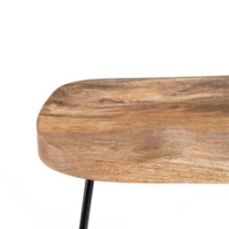 MH London Rombass Armless Kitchen Breakfast Dining Handmade Saddle Seat Barstool Solid Wood Bar Stools With Black Leg - thumbnail 6