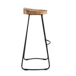 MH London Rombass Armless Kitchen Breakfast Dining Handmade Saddle Seat Barstool Solid Wood Bar Stools With Black Leg - thumbnail 5