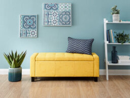 Gfw Verona Fabric Storage Ottoman Bench Mustard