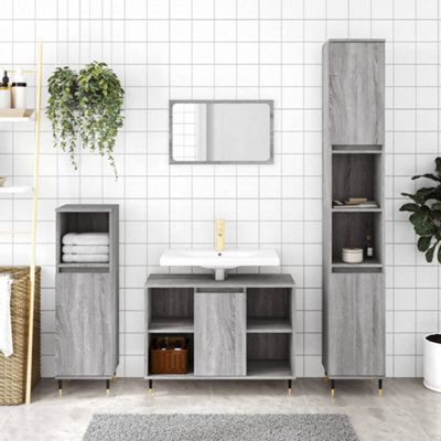 Berkfield Bathroom Cabinet Grey Sonoma 30X30X100 Cm Engineered Wood - image 1