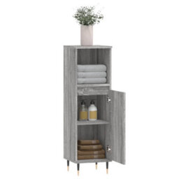 Berkfield Bathroom Cabinet Grey Sonoma 30X30X100 Cm Engineered Wood - thumbnail 4