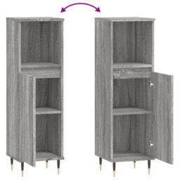Berkfield Bathroom Cabinet Grey Sonoma 30X30X100 Cm Engineered Wood - thumbnail 9