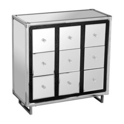 Orsina 9 Drawer Crocodile Leather Effect Cabinet, Modern Drawer Chest, Mirrored Glass Storage Chest For Living Room - thumbnail 1