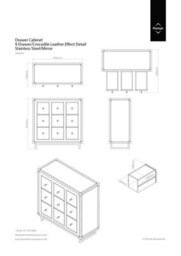 Orsina 9 Drawer Crocodile Leather Effect Cabinet, Modern Drawer Chest, Mirrored Glass Storage Chest For Living Room - thumbnail 2