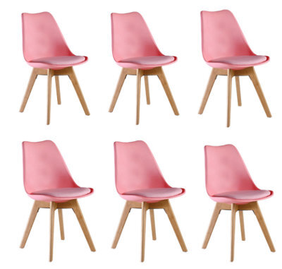 Life Interiors Lorenzo Padded Dining Chairs, Tulip Chair For Lounge Office Dining Room Kitchen, Set Of 6, Pink - image 1