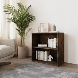 Urbn-Living Urbnliving Height 60Cm 2 Tier Wooden Storage Cabinet Side Furniture Color Rustic Brown Without Door Cupboard Bedroom Hallway