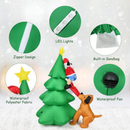 Costway 1.8M Inflatable Christmas Tree Led Dog Chase Santa Outdoor Indoor - thumbnail 3