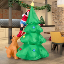 Costway 1.8M Inflatable Christmas Tree Led Dog Chase Santa Outdoor Indoor - thumbnail 8