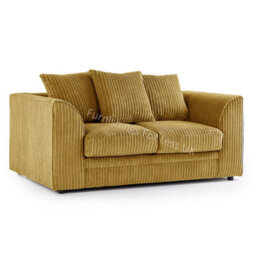Furnishings For Less UK Luxor Jumbo Cord Mustard Fabric 2 Seater Sofa - thumbnail 1