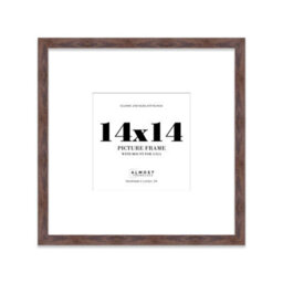 "14X14"" Walnut Picture Frame - 14X14"" Square Frame With 11X11"" Mount For 14X14""/11X11"" Pictures Moderrn Style Thin Edge, 1 Pack" - thumbnail 1