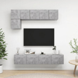 Berkfield 5 Piece Tv Cabinet Set Concrete Grey Engineered Wood - thumbnail 1