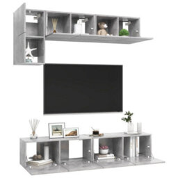 Berkfield 5 Piece Tv Cabinet Set Concrete Grey Engineered Wood - thumbnail 3