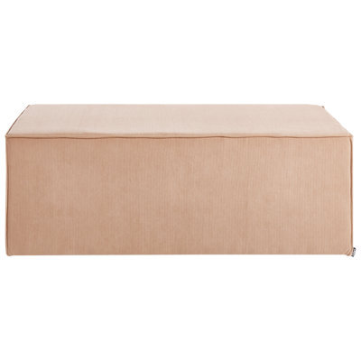 Wyld And Coco Jumbo Beige Corduroy Pouffe - Upholstered Rectangular Bed Bench And Footstool, W120 X D55 X H43Cm - image 1