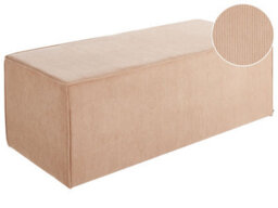 Wyld And Coco Jumbo Beige Corduroy Pouffe - Upholstered Rectangular Bed Bench And Footstool, W120 X D55 X H43Cm - thumbnail 3