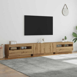 Walplus Tv Cabinet With Led Lights Artisan Oak 260X35X40 Cm Engineered Wood - thumbnail 4