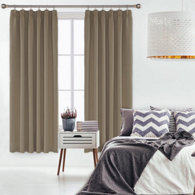 Deconovo Solid Thermal Insulated Curtains Tape Top Blackout Curtains For Bedroom 46 X 72 Taupe One Pair - image 1