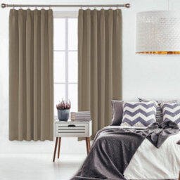 Deconovo Solid Thermal Insulated Curtains Tape Top Blackout Curtains For Bedroom 46 X 72 Taupe One Pair - thumbnail 1